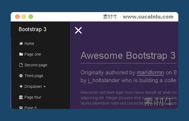 好看实用的Bootstrap3 隐藏滑动侧边栏菜单