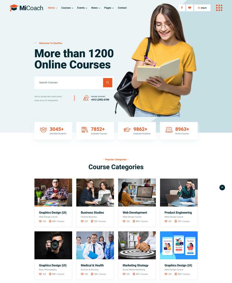 在线课程教育行业HTML5模板