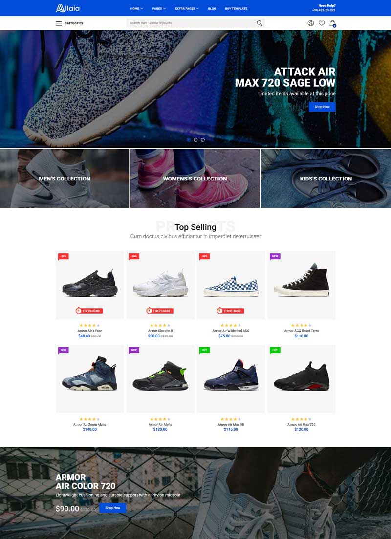 时尚运动鞋电商购物网站HTML模板
