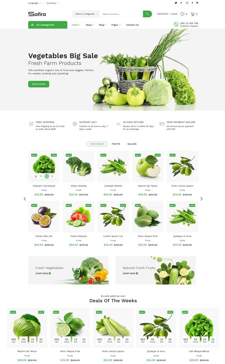 有机蔬菜外卖商城网页模板