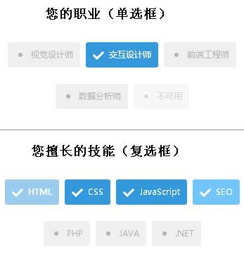 jQuery单选框和复选框美化标签选择网页特效
