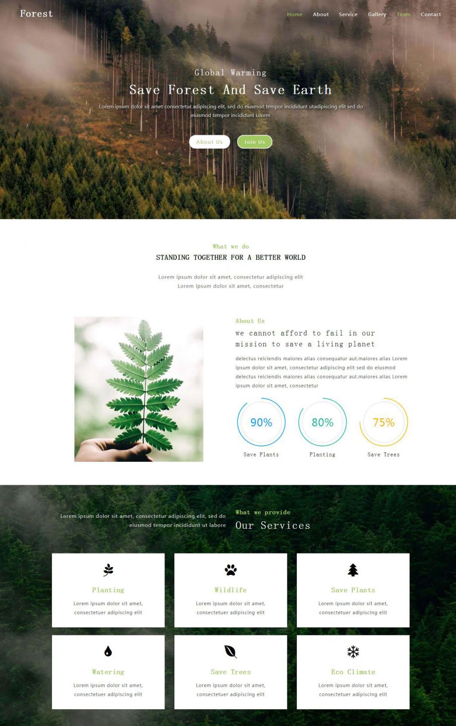 林业生态种植绿化保护宣传网站模板