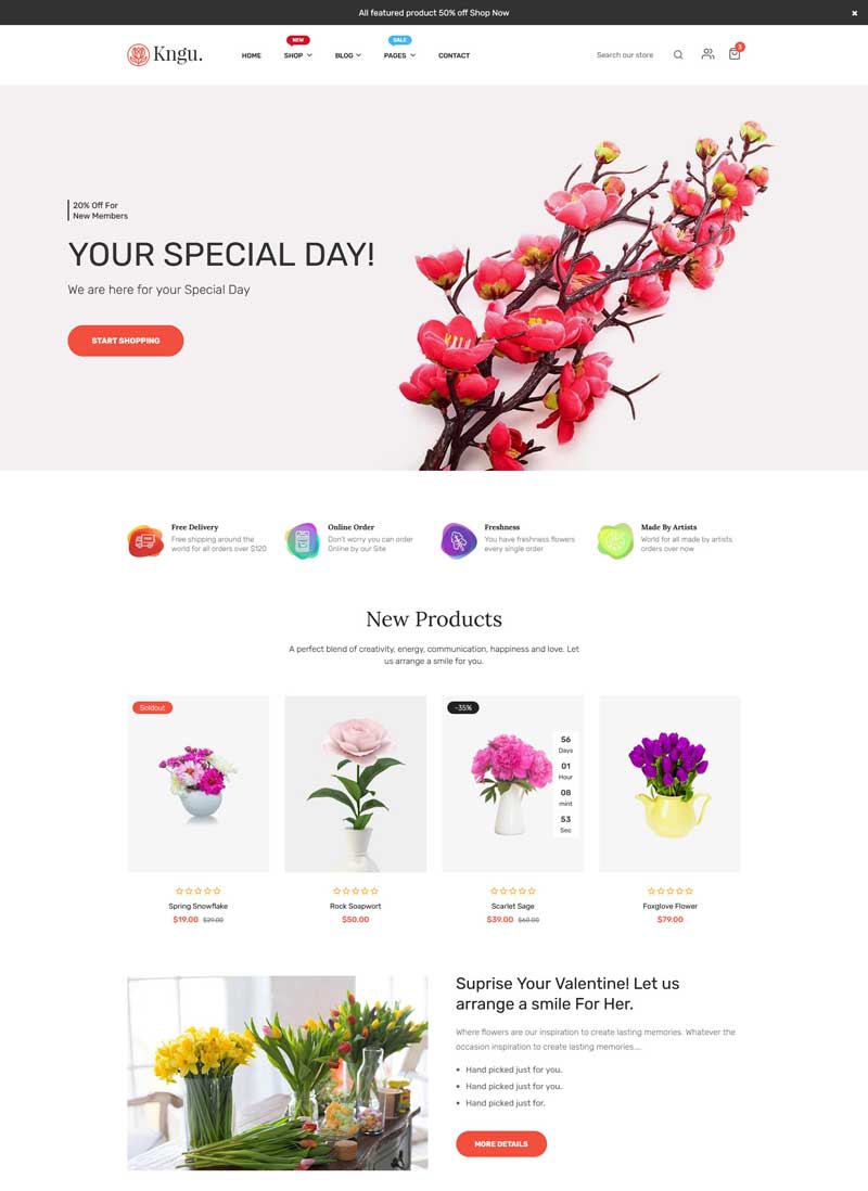 网上鲜花店铺电商网站HTML5模板