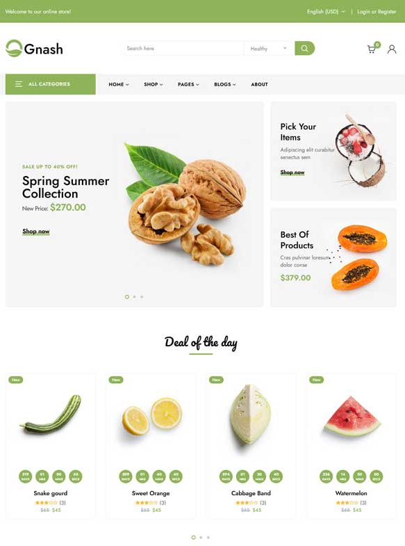 绿色有机食品商店官网HTML模板